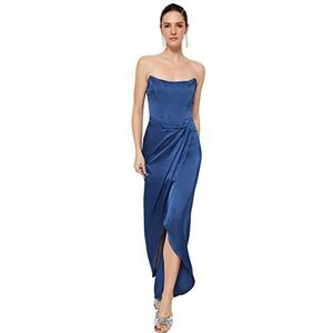 Trendyol Dames Maxi Wrapover Regular Geweven Avondjurk, Blauw, 60