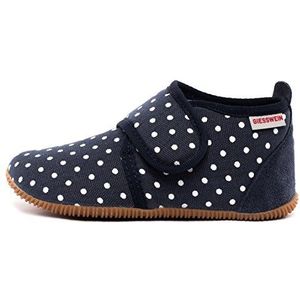 GIESSWEIN Stans Kinderpantoffels, uniseks, comfortabele katoenen pantoffels, pantoffels met stippen, elastiek, antislip, donkerblauw, 26 EU