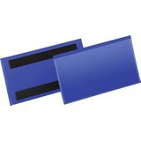 Durable 174107 Magnetische etiketteerhoes 150 x 67 mm, verpakking 50 stuks, blauw, met een hoge weerstand tegen vocht.