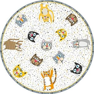 VILBER Kids kindertapijt, vinyl, katten, kleur 10, diameter 97 cm, 2 kleuren en 5 maten