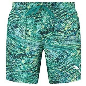 PUMA Middelgrote zwemshort voor heren, Green Mashup, XS