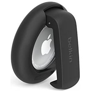 Belkin Apple AirTag-houder met clip, Stevige, beschermende houder met sleutelhanger, Sleutelring voor Air Tag, Accessoire dat beschermt tegen krassen – Zwart