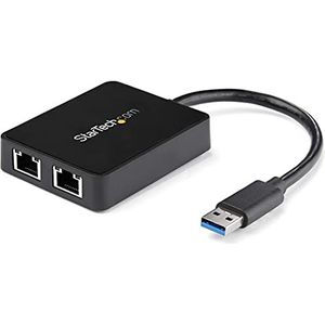 StarTech.com USB 3.0 naar Dual Port Gigabit Ethernet Adapter met USB-aansluiting - 10/100/1000 Mbit/s - USB Gigabit LAN netwerkadapter/NIC adapter - zwart (USB32000SPT)