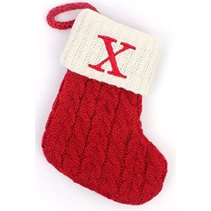 SUPERIXO Kerstkousen, kabel gebreide kousen geschenken snoep zakken rode kerstvakantie kousen letter X