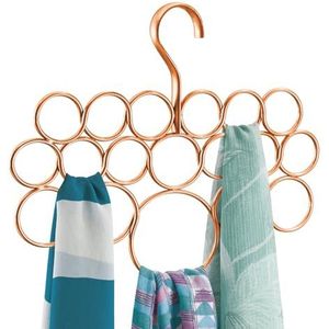 iDesign assortiment suspendu à 18 anneaux voor écharpes, rangement foulard fin en métal, porte écharpe, cravates et ceintures, couleur cuivre