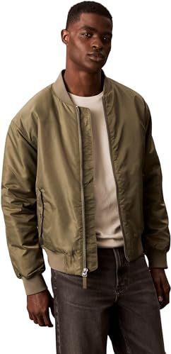 Calvin Klein Jeans Heren LS NYLON BOMBER JAS LV04RC526G Jassen, Beige (Dusty Olive), XS, Beige (Stoffige Olijf), XS
