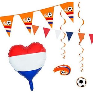 Boland - Hollandse decoratieset, folieballon, vlaggetjesslinger, decoratieslinger, Nederland, decoratie, WK