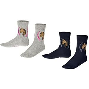 FALKE Uniseks-kind Sokken Horse 2-Pack K SO Katoen Gedessineerd Multipack 2 Paar, Veelkleurig (Sortiment 0010), 39-42