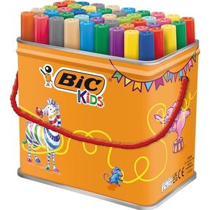 BIC Kids Visacolor XL Gekleurde Viltstiften Extra Brede Punt - Verschillende Kleuren, Emmer van 48 Stuks