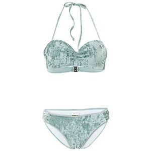 AquaFeeL Dames bikini in fluwelen look, munt