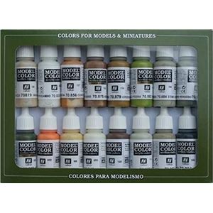 Vallejo 070141, acryl, verfset, aardetinten, 16 x 17 ml, 17 ml (verpakking van 16 stuks)