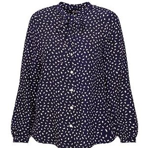 Seidensticker Damesblouse, modieuze blouse, regular fit, ronde hals met strik, lange mouwen, 100% viscose, blauw, 42