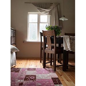 Benuta Frencie Patchwork vloerkleed, onderhoudsvriendelijk tapijt voor hal en andere woonruimtes 80x165 cm lila