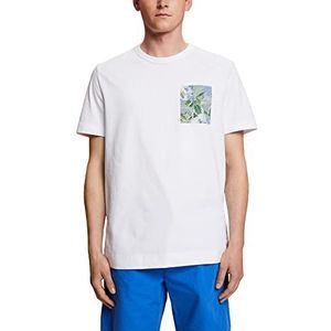 Esprit Collection Jersey T-shirt met print op de borst, 100% katoen, wit, M