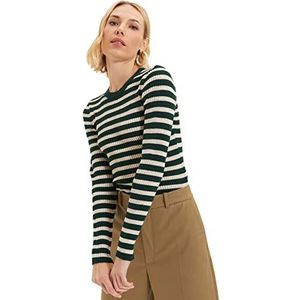 TRENDYOL Dames Green Striped Knitwear Pullover Sweater, groen, L