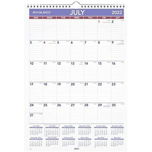 AT-A-GLANCE 2022-2023 Wandkalender, Maandelijks Academisch, 12 ""x 17"", Medium, Draadgebonden (PMA228)