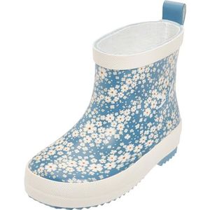 Playshoes Uniseks rubberlaarzen voor kinderen, halve schacht, petrol bloemen, 18 EU