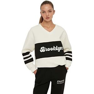 Trendyol ECURY SHARDONS Oversize KNITTAGE Sweatshirt, Ecru, S