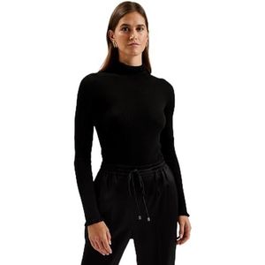Ted Baker WMK-JANITTT-Rib Trui met Trechterhals en Franje Zwart, Zwart, 42