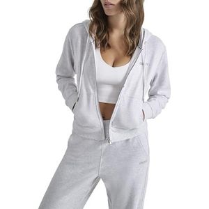 DKNY Dames Mini Stud Logo Full Zip Hoodie Jacket, Optic Heather, L