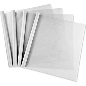 Pritogo Duurzame bakfolie, set van 4, zilver Teflon (33 x 46 cm) 260° herbruikbaar bakpapier, bakfolie, hittebestendig, anti-aanbaklaag, op maat te snijden