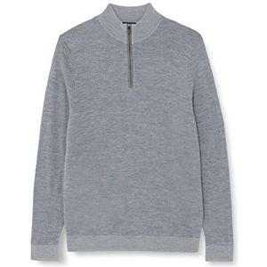 Hackett London Heren Merino Jcqd Hzip Pullover Trui, Grijs, XXL