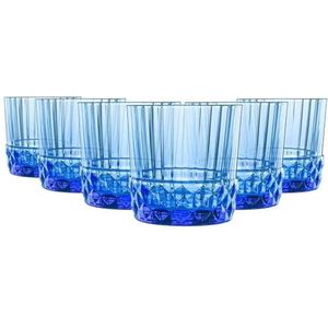 Bormioli 93902 Rocco America Set mit 6 blauen Gläsern, Glas, 38 cl
