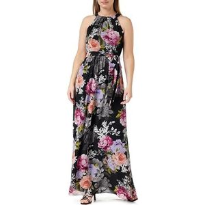 Gina Bacconi Maxi-jurk met print voor dames, met riem, cocktailjurk, Zwart/Multi, 44