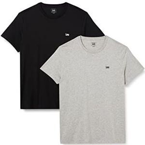 Lee Heren Twin Pack Crew T-shirt, zwart wit, XL