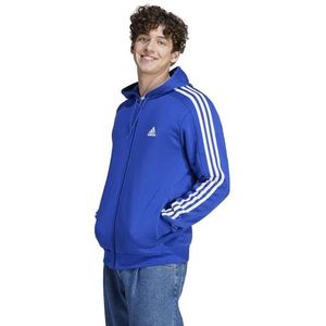 adidas Heren Essentials Fleece 3-Stripes Full-Zip Hoodie Hooded Track Top, semi Lucid Blauw, XXL, Semi helder blauw, XXL