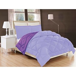 Elegant Comfort Soft Down Alternatieve Omkeerbare 2-Delige Dekbedset, Microvezel, Lavendel Paars, Twin XL