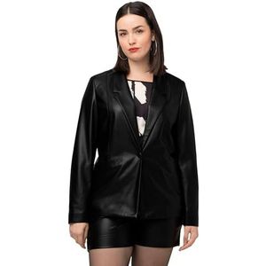 Ulla Popken Dameskleding Plus Size Curvy Oversized Faux Lederen Blazer Zwart 18 823168100, Zwart, 18