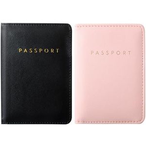 Frienda 2 Stuks Bruids Paspoort Covers Houder Travel Portemonnee Paspoort Case, Roze en Zwart