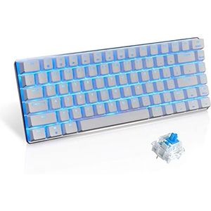UrChoiceLtd AK33 Backlit Usb Wired Gaming Mechanisch Toetsenbord Blauw Zwart Schakelaars voor kantoor, typisten en spelletjes spelen (blauwe schakelaar, wit)