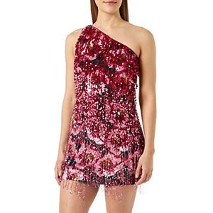 Pinko Longan Full Pailletten C Damesjurk, Yn3_mult.Fuchsia/Roze, 42 NL