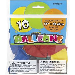 Unique Party 54477-12"" Latex geassorteerde kleur feestballonnen, Pack van 10
