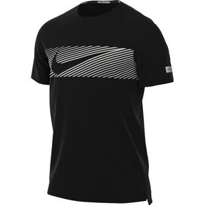 Nike Heren M Nk Flash Miler Top, zwart/reflecterend zilver, FN3051-010, S