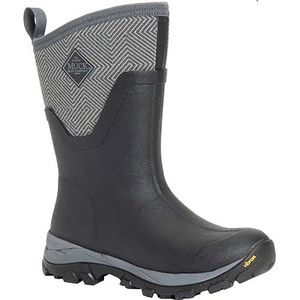 Muck Boots Arctic Ice Mid Agat regenlaars voor dames, Zwart Grijs Geometrisch, 36 EU