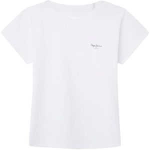 Pepe Jeans Bloomy T-shirt voor meisjes, wit, 10 Jaar