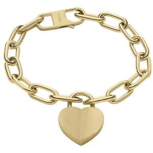 FOSSIL Damesarmband Harlow Linear Texture Heart roestvrij staal goudkleurig, JF04658710, Length: 190mm, Width: 30.2mm, Roestvrij staal, Geen Edelsteen