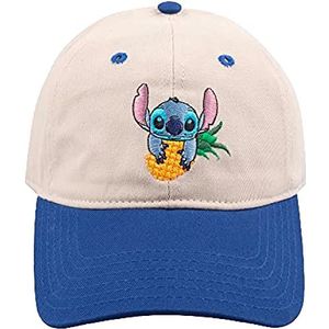 Concept One Uniseks Disney Stitch Ananas geborduurd tweekleurig gewassen katoen verstelbare papa hoed met gebogen rand baseballcap, marineblauw, eenheidsmaat