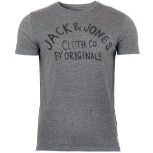 Jack and Jones T-shirt met ronde hals en korte mouwen voor heren, Grijs (Grijs Melange), XXL