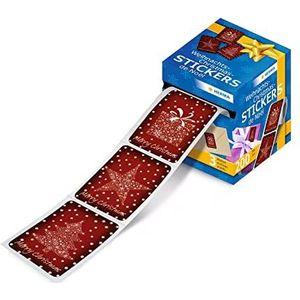 HERMA 15136 Kerststickers op rol, Merry Christmas rood, kerstdecoratie geschenk stickers, 200 kleine glanzende kerstmotief-etiketten