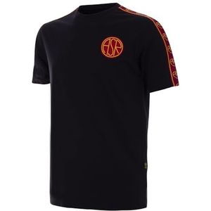 AS Roma Black Taper T-shirt - L, Zwart, L