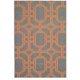 Safavieh Dhurrie tapijt, DHU860, plat geweven wol, blauw/oranje, 160 x 230 cm
