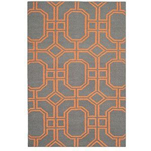 Safavieh Dhurrie tapijt, DHU860, plat geweven wol, blauw/oranje, 160 x 230 cm