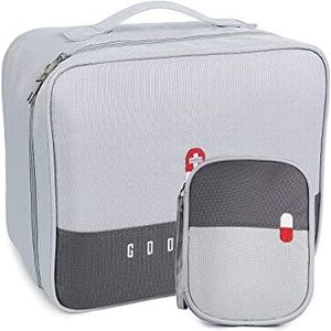 Romon Draagbare EHBO-tas voor EHBO, leeg, waterdicht, grote inhoud, medische noodtas voor thuis, kantoor, airelibre, Grijs, 25x20x13cm, Grijs met trekkoorden