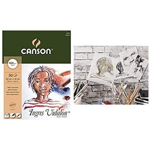 Canson Ingredis Vidalon Block, gelijmd, 33% zijdepapier, 32 x 41, 30 vellen, 100 g, wit