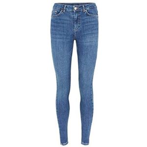 PIECES Skinny Fit Jeans voor dames, middelhoge taille, blauw (Medium Blue Denim Medium Blue Denim)., XS