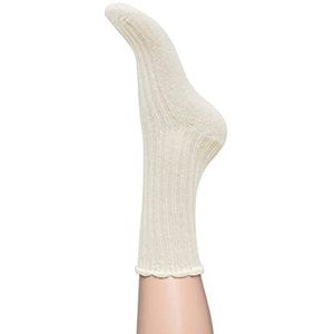 CHARNOS Dames Wol Rib Scallop Sock Cream One Size, Crème, Eén Maat